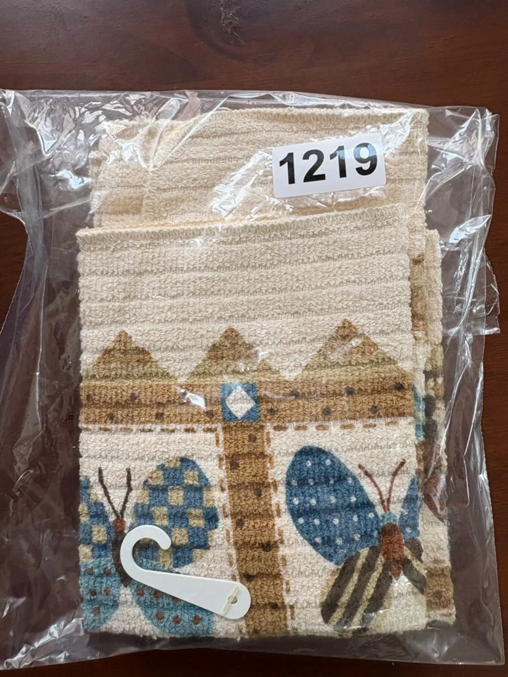 Vintage 70s washcloth terry dish cloths lot of 2 butterfly cottagecore print